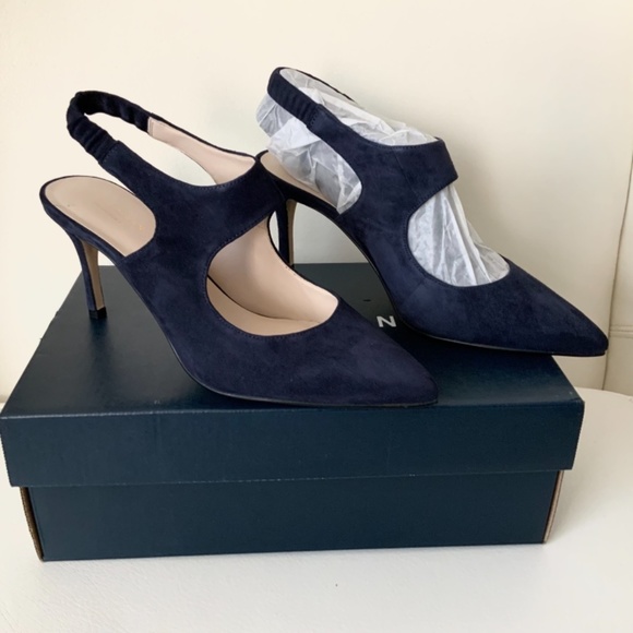 Cole Haan Liesel Navy Blue Suede Mules Heels Pumps - Picture 11 of 11